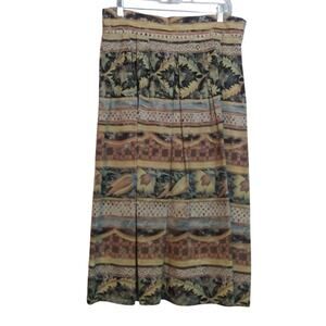 Baronesa Vintage 90s Neutral Bohemian Multicolor Midi Skirt Size 16